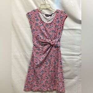 Lands' End Red and Blue Geometric Mini Dress